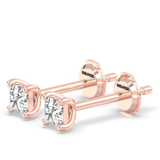 Boucles d'Oreilles en Or rose avec Diamants Princesse