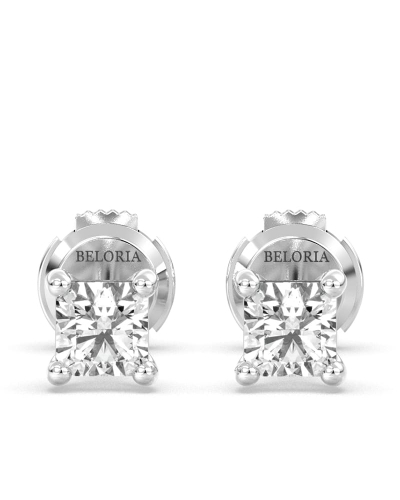 Boucles d'Oreilles en Or blanc avec Diamants Princesse