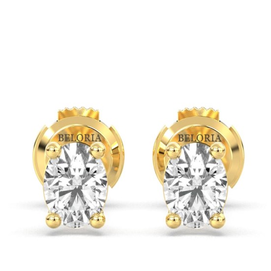 Boucles d'Oreilles en Or jaune avec Diamants Princesse
