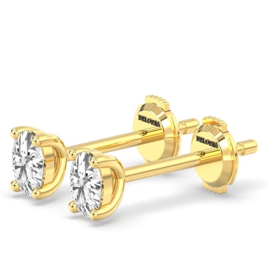 Boucles d'Oreilles en Or jaune avec Diamants Princesse