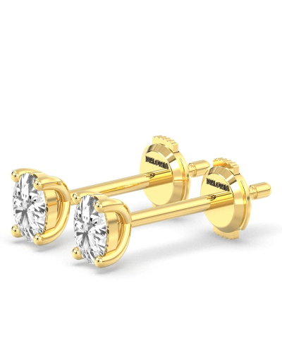 Boucles d'Oreilles en Or jaune avec Diamants Princesse