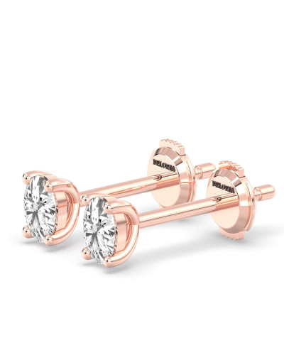Boucles d'Oreilles en Or rose avec Diamants Princesse