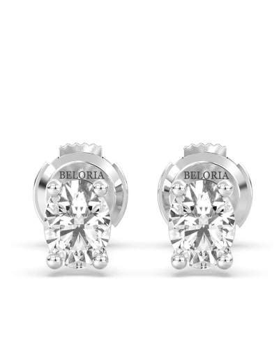 Boucles d'Oreilles en Or blanc avec Diamants Ovales