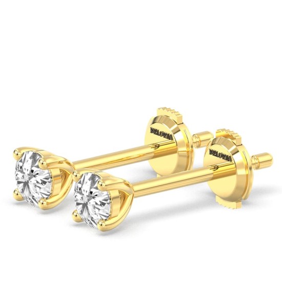 Boucles d'Oreilles en Or jaune avec diamant rond