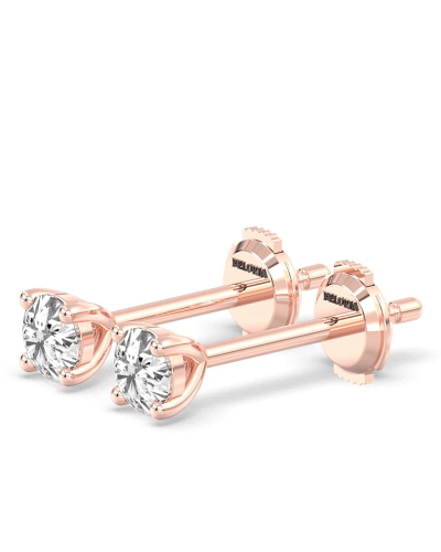 Boucles d'Oreilles en Or rose avec diamant rond