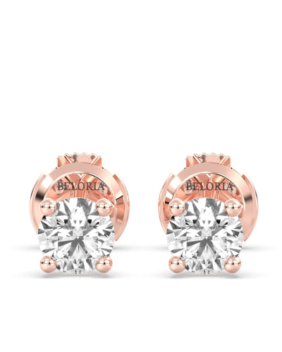 Boucles d'Oreilles en Or rose avec diamant rond