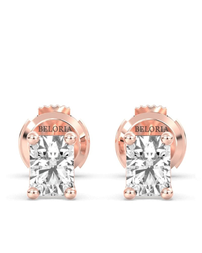 boucles d'oreilles diamant taille émeraude en or rose