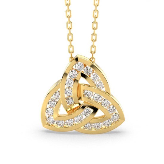 Pendentif or jaune 18k trilogie diamants
