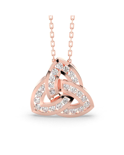 Pendentif or rose 18k trilogie diamants