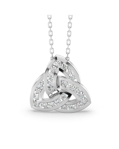 Pendentif or blanc 18k trilogie diamants