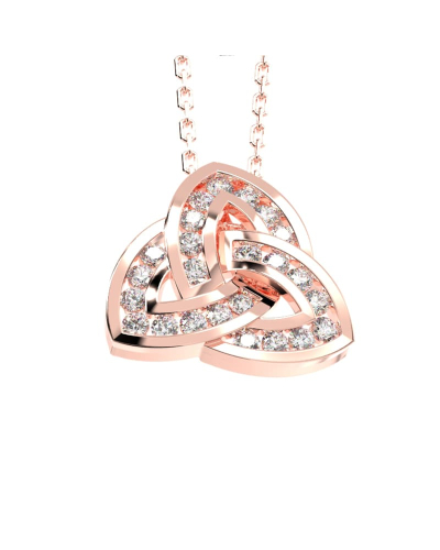 Pendentif or rose 18k trilogie diamants