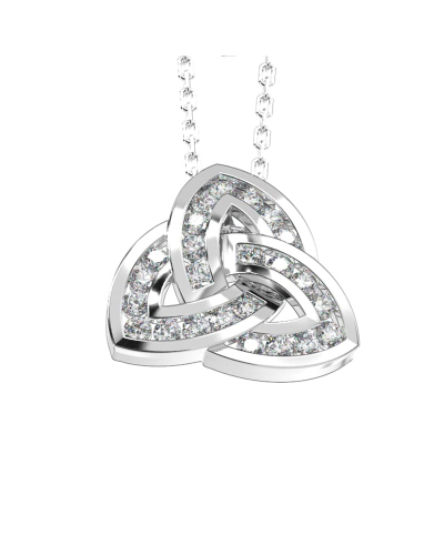 Pendentif or blanc 18k trilogie diamants