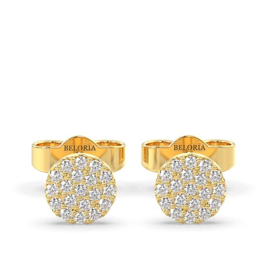 Boucles d'oreilles rond or jaune 18 carats et diamants