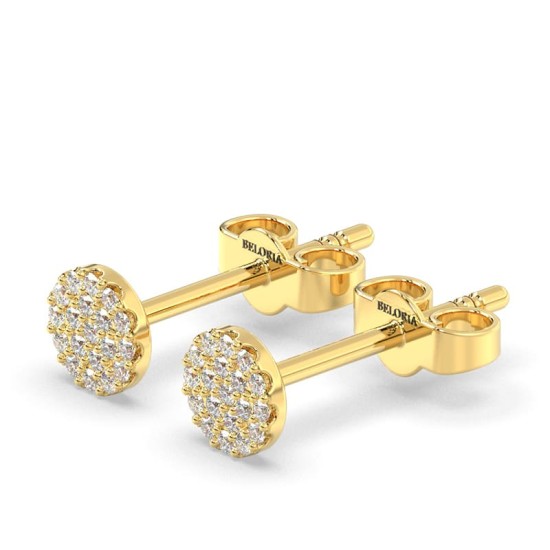 Boucles d'oreilles rond or jaune 18 carats et diamants
