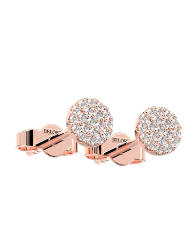 Boucles d'oreilles rond or rose 18 carats et diamants