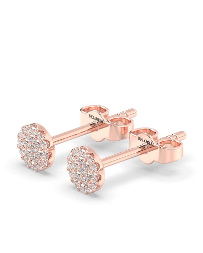 Boucles d'oreilles rond or rose 18 carats et diamants