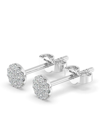 Boucles d'oreilles rond or blanc 18 carats et diamants