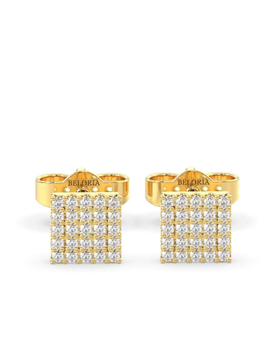 Boucles d'oreilles princesse or jaune 18 carats et diamants