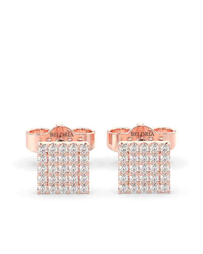 Boucles d'oreilles princesse or rose 18 carats et diamants
