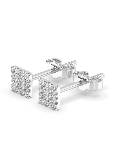 Boucles d'oreilles princesse or blanc 18 carats et diamants