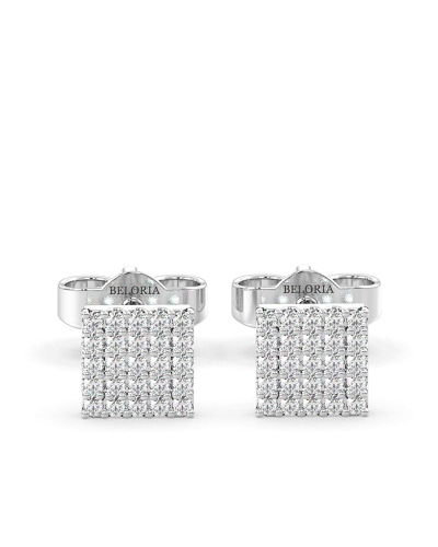 Boucles d'oreilles princesse or blanc 18 carats et diamants