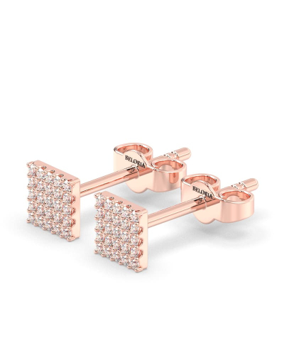 Boucles d'oreilles princesse or rose 18 carats et diamants