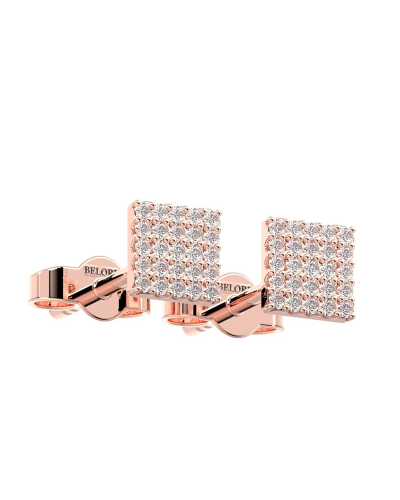 Boucles d'oreilles princesse or rose 18 carats et diamants