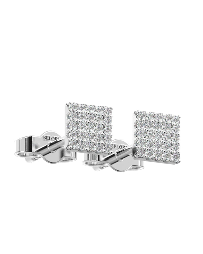 Boucles d'oreilles princesse or blanc 18 carats et diamants