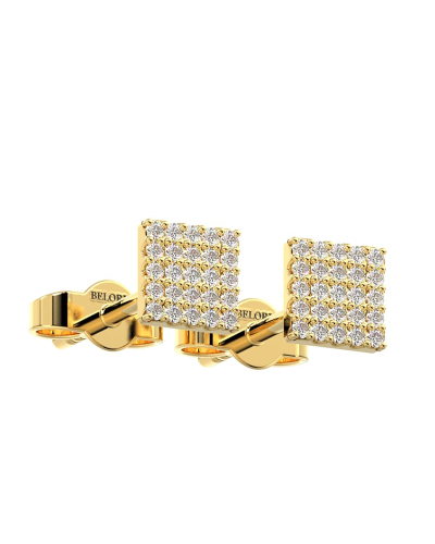 Boucles d'oreilles princesse or jaune 18 carats et diamants