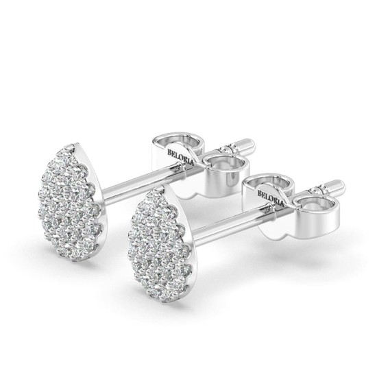 Boucles d'oreilles poire or blanc 18 carats et diamants