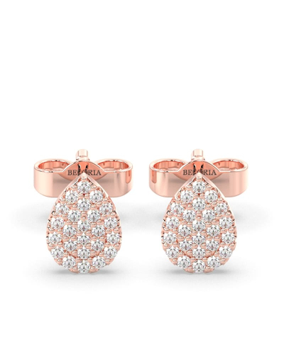 Boucles d'oreilles poire or rose 18 carats et diamants