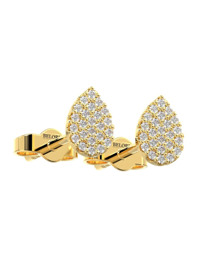 Boucles d'oreilles poire or jaune 18 carats et diamants