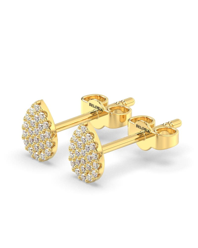 Boucles d'oreilles poire or jaune 18 carats et diamants