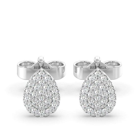 Boucles d'oreilles poire or blanc 18 carats et diamants