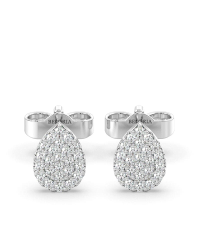 Boucles d'oreilles poire or blanc 18 carats et diamants