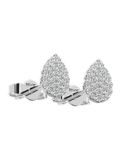 Boucles d'oreilles poire or blanc 18 carats et diamants