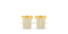 Boucles d'oreilles forme émeraude or jaune 18 carats et diamants