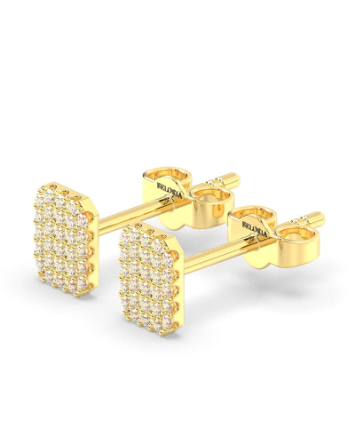 Boucles d'oreilles forme émeraude or jaune 18 carats et diamants