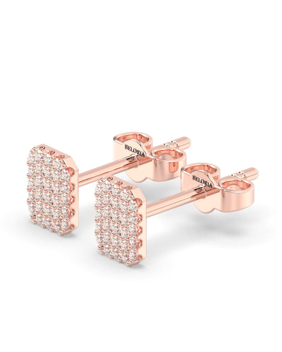Boucles d'oreilles forme émeraude or rose 18 carats et diamants