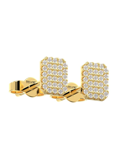 Boucles d'oreilles forme émeraude or jaune 18 carats et diamants