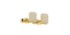 Boucles d'oreilles forme émeraude or jaune 18 carats et diamants