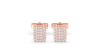 Boucles d'oreilles forme émeraude or rose 18 carats et diamants