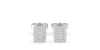 Boucles d'oreilles forme émeraude or blanc 18 carats et diamants