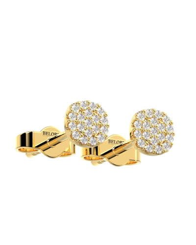 Boucles d'oreilles coussin or jaune 18 carats et diamants