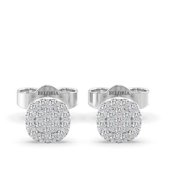 Boucles d'oreilles coussin or blanc 18 carats et diamants