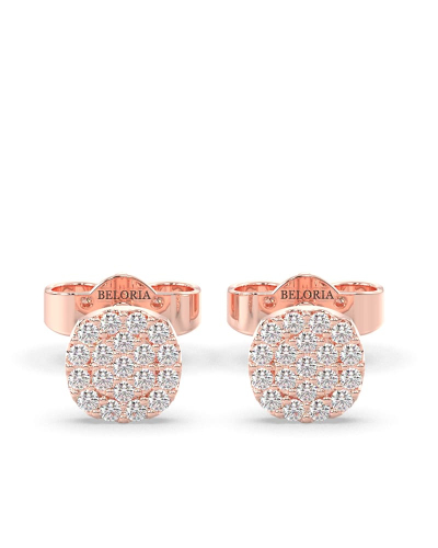 Boucles d'oreilles coussin or rose 18 carats et diamants
