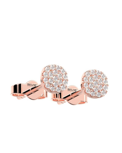 Boucles d'oreilles coussin or rose 18 carats et diamants