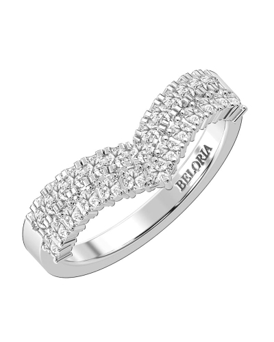 Double rangs alliance diamants or blanc