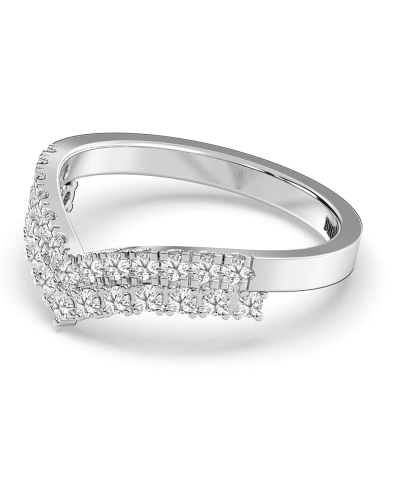 Double rangs alliance diamants or blanc