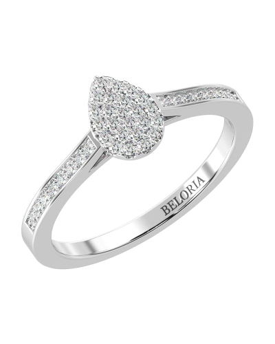 bague poire pour femme en or blanc 18k et diamants